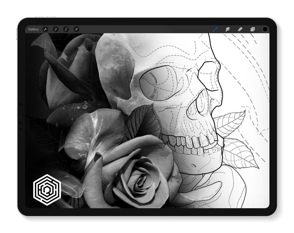 Flash Stamps - Skull & Rose - Tattoo Smart