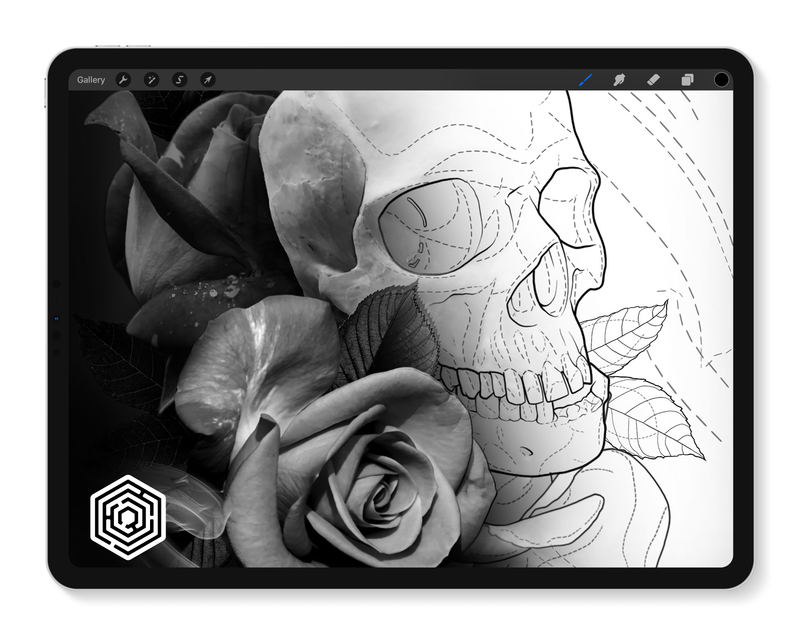 Flash Stamps - Skull & Rose - Tattoo Smart