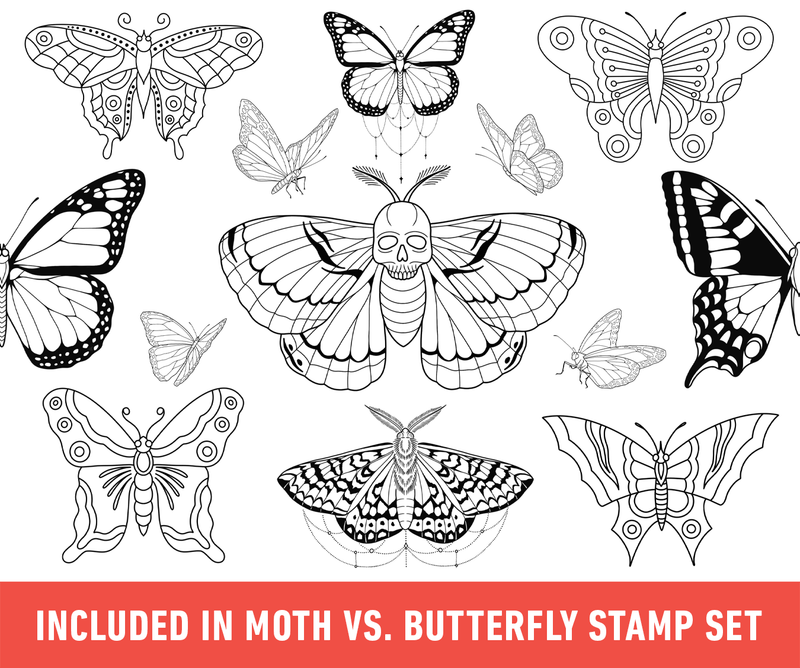 Flash Stamps - Moth vs. Butterfly - Tattoo Smart
