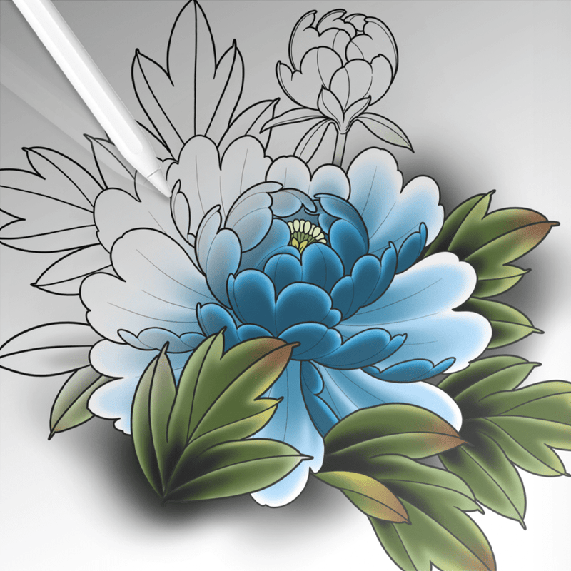Flash Stamps - Peonies Vol. 1.2 - Tattoo Smart
