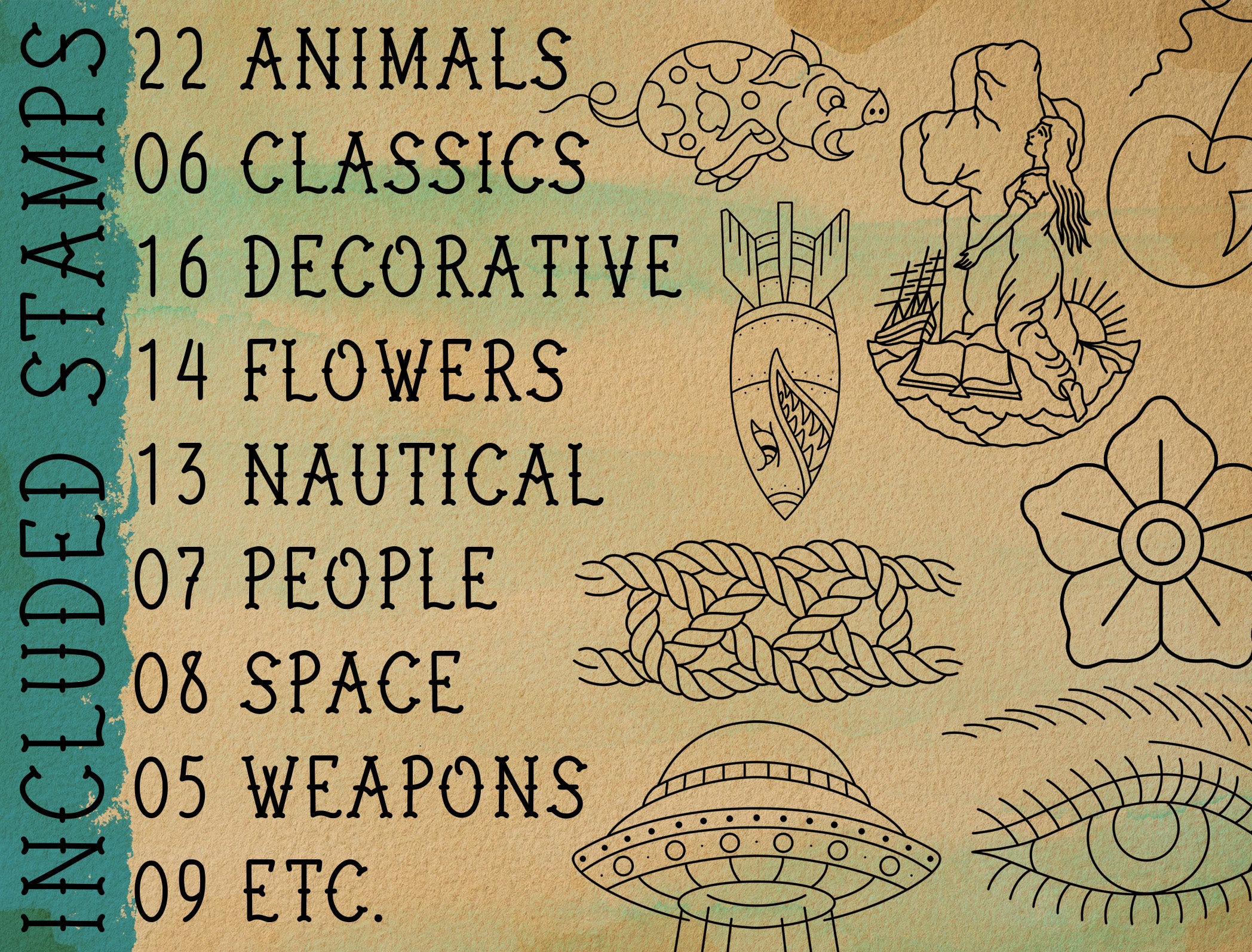 Flash Stamps - Traditional Bangers - Tattoo Smart