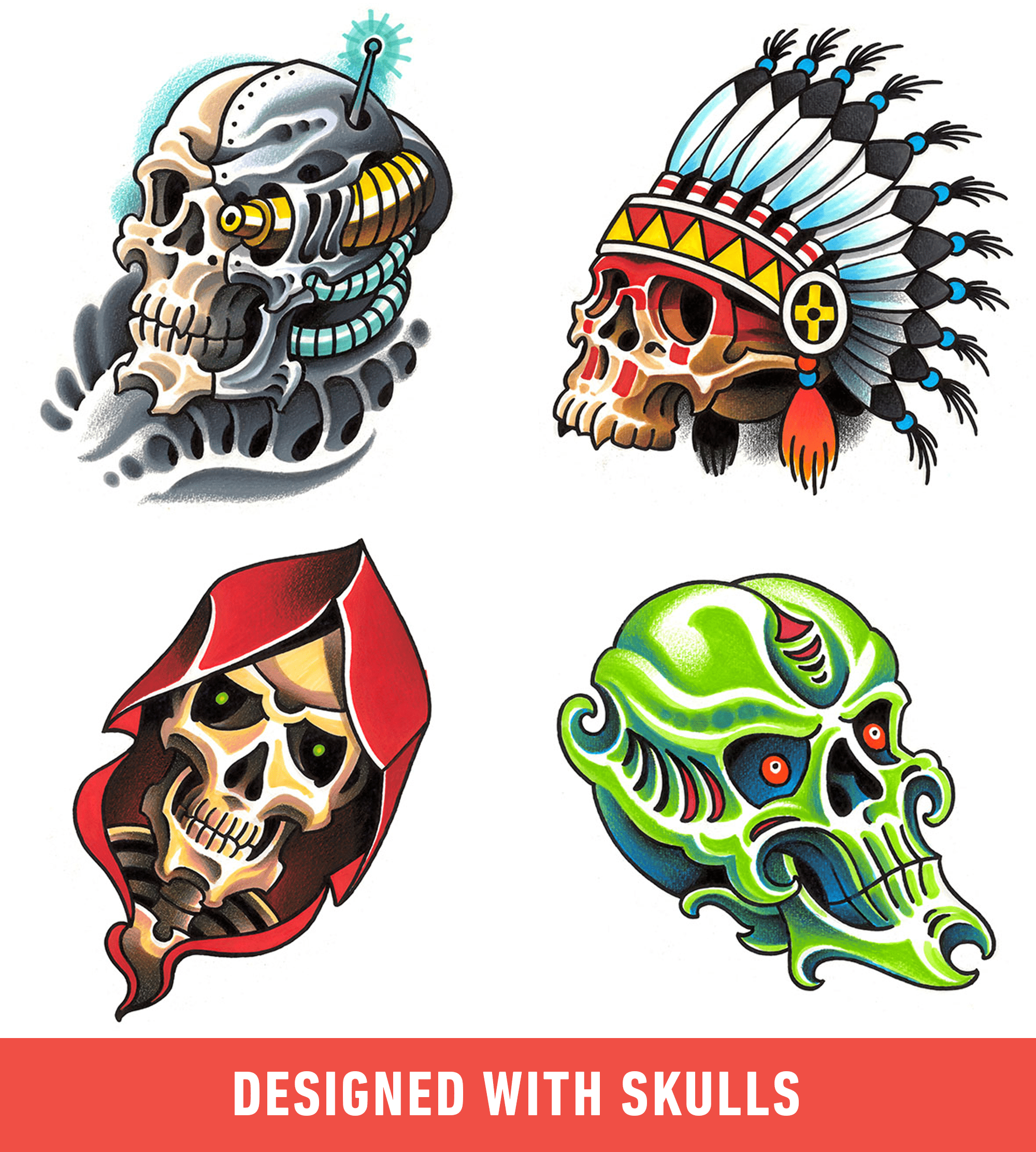 Flash Stamps - Skulls - Tattoo Smart