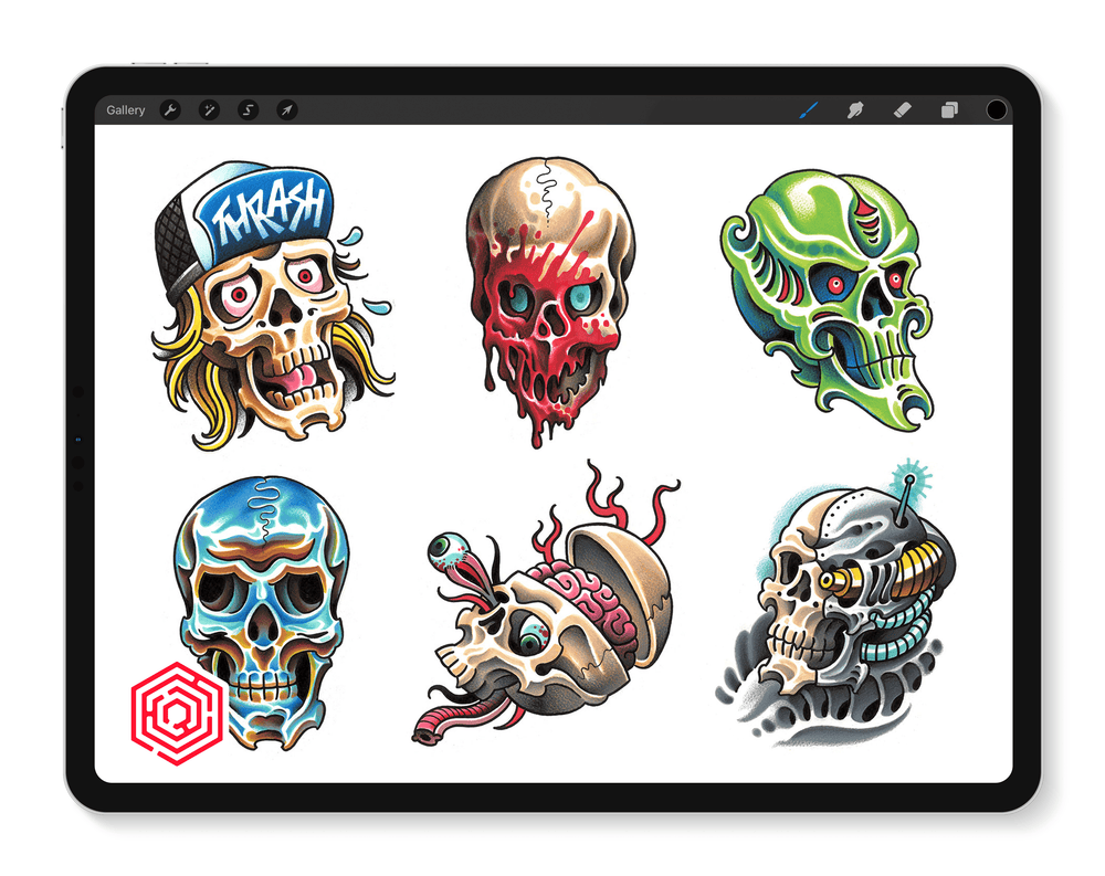 Flash Stamps - Skulls - Tattoo Smart