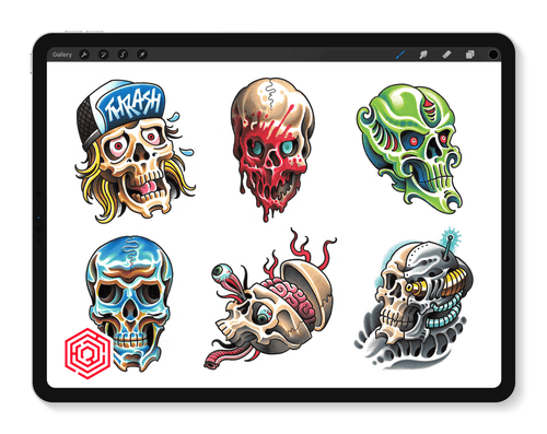 Flash Stamps - Skulls - Tattoo Smart