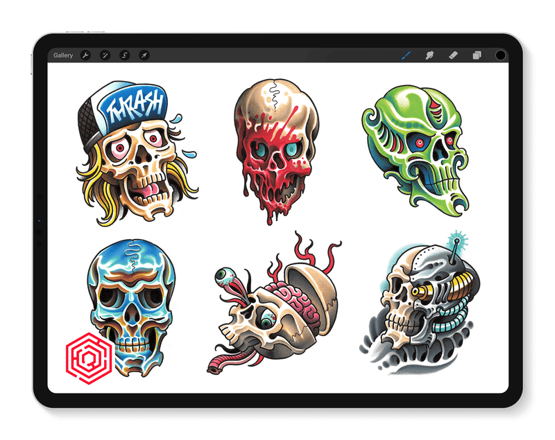 Flash Stamps - Skulls - Tattoo Smart