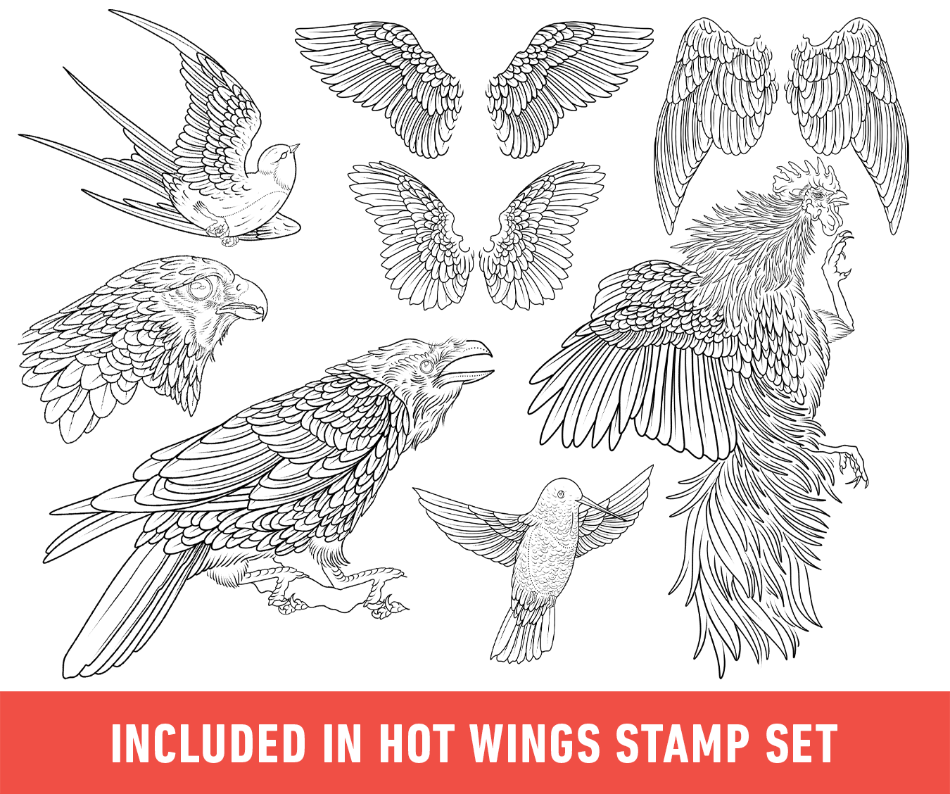 Flash Stamps - Hot Wings - Tattoo Smart