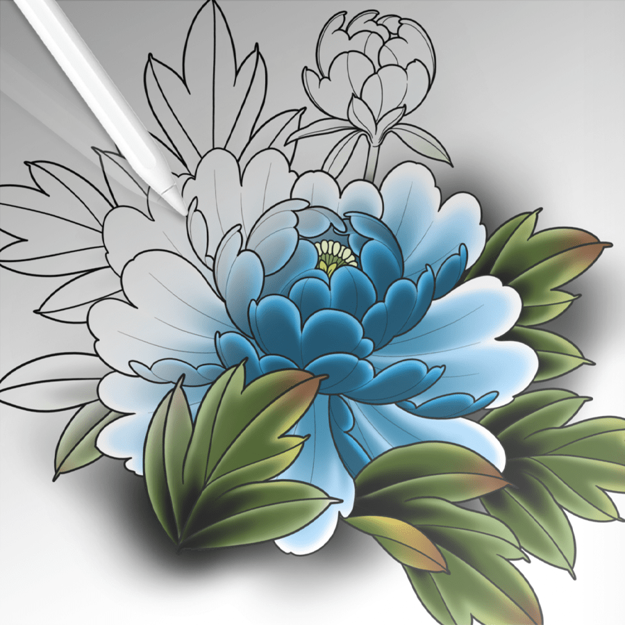Flash Stamps - Peonies Vol. 1.2 - Tattoo Smart